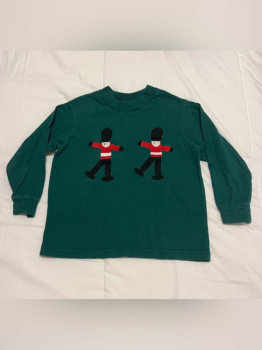 Dark Green Long-Sleeve Shirt with Toy Soldier Appliqués